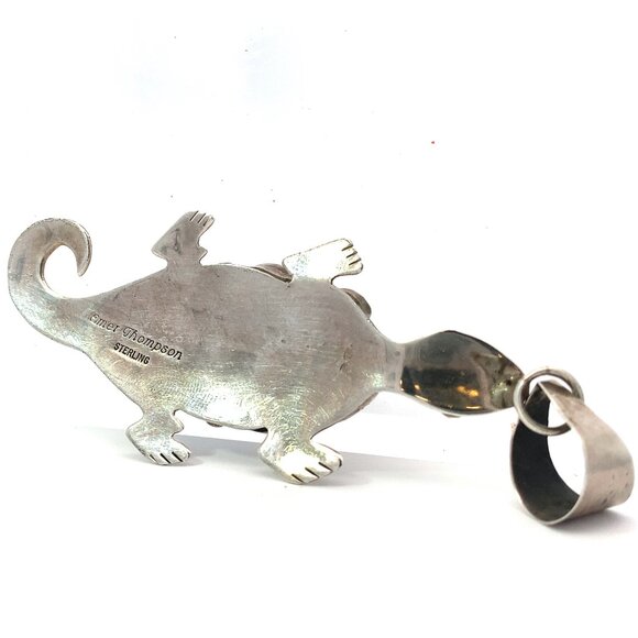 Navajo Sterling Silver Emer Thompson Multi-Stone Lizard Pendant - Picture 4 of 8